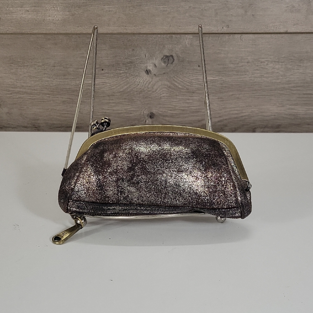HOBOMetallic Pewter Frame Clutch Purse Wallet